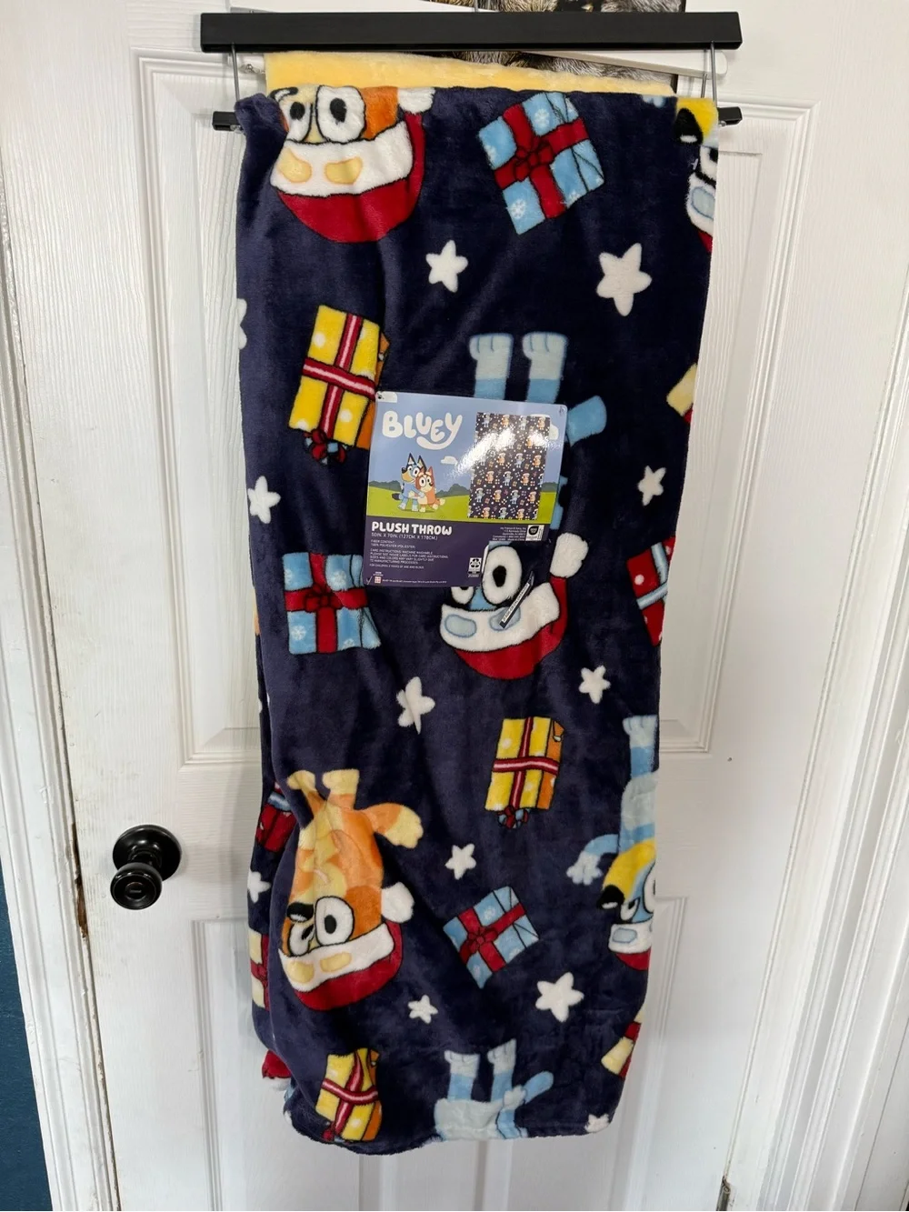 Bluey Plush Throw Blanket - Blue, Red, Yellow Accent. 50x70